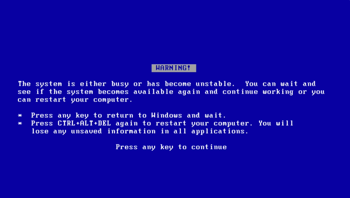 File:Windows 3.1 Error Screen (1992, unstable system).png - Audiovisual ...