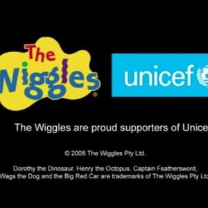 Wiggles Pty Limited (w/white Unicef wordmark and globe log inside a light blue box on right side).