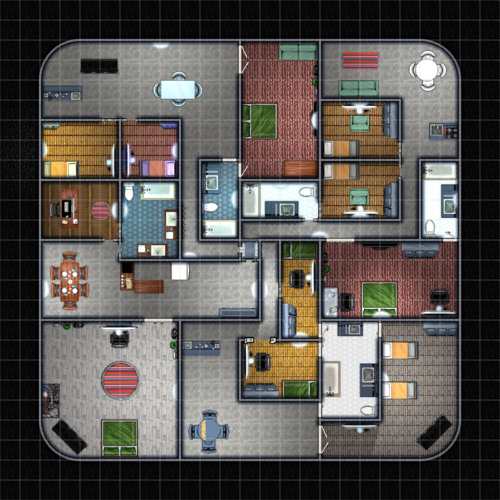 A grid map depicting the luxury living arrangements.