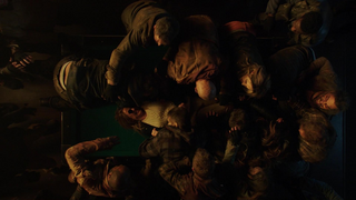 Sara fights zombies