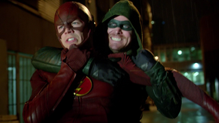 The Flash and Arrow fight